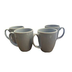 4  Corelle Coordinates Stoneware 12 oz Coffee Cups Mugs Light Blue EUC (P)
